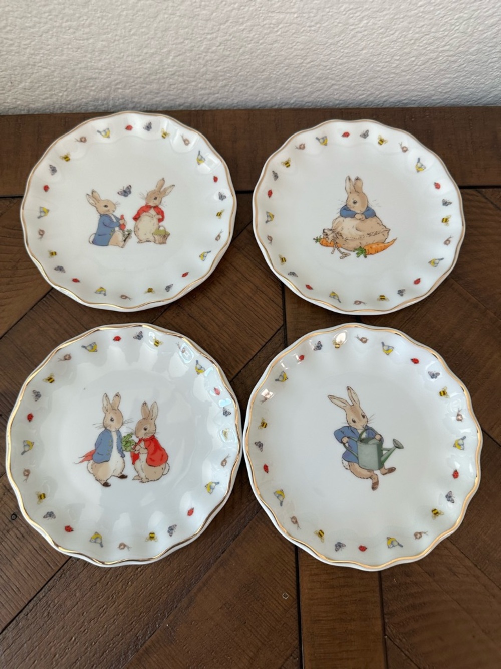 Beatrix Potter Zrike Brands 4 Appetizer Plates Peter Rabbit NEW